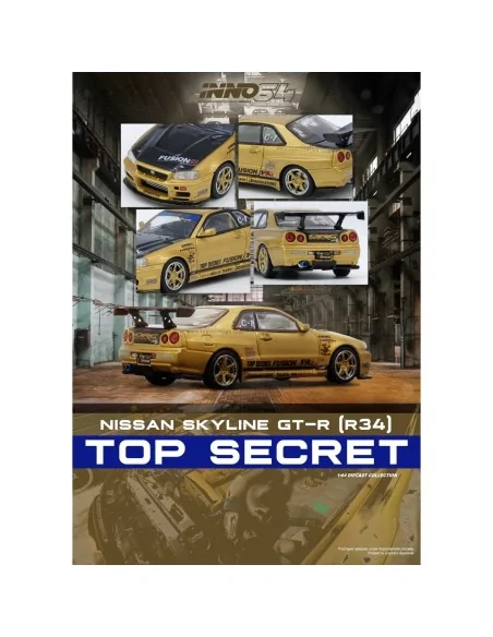 1/64 TOP SECRET Nissan Skyline R34 GT-R Oro IN64-R34TS-GOLD HOT WHEELS