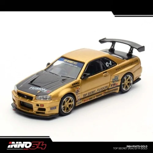 1/64 TOP SECRET Nissan Skyline R34 GT-R Oro IN64-R34TS-GOLD HOT WHEELS