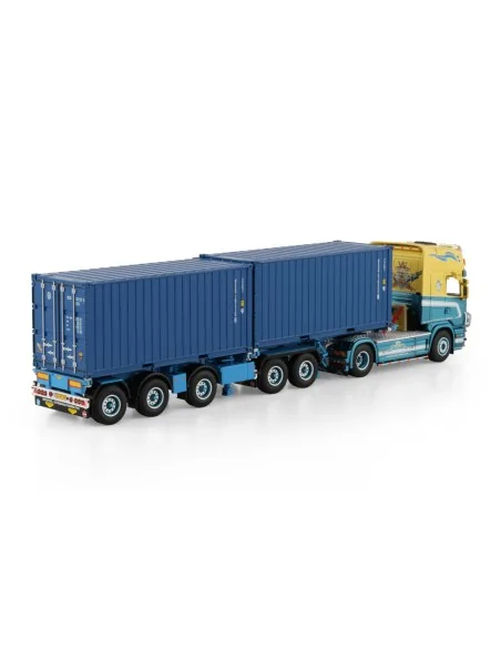 SCANIA 4 SERIES TOPLINE 4X2 2CONNECT COMBI TRAILER - 5 AXLE + 2X 20FT CONTAINER - John v.d. Made WSI 01-4740 WSI MODELS SCANIA 4 SERIES TOPLINE 4X2 2CONNECT COMBI TRAILER - 5 AXLE + 2X 20FT CONTAINER - John v.d. Made WSI 01-4740 WSI MODELS