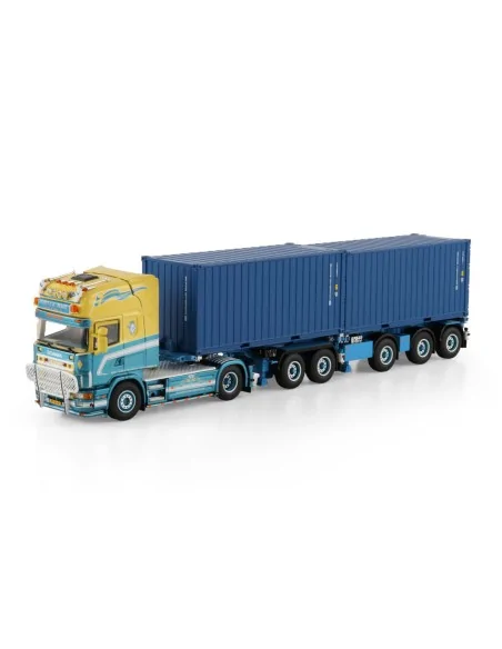 SCANIA 4 SERIES TOPLINE 4X2 2CONNECT COMBI TRAILER - 5 AXLE + 2X 20FT CONTAINER - John v.d. Made WSI 01-4740 WSI MODELS