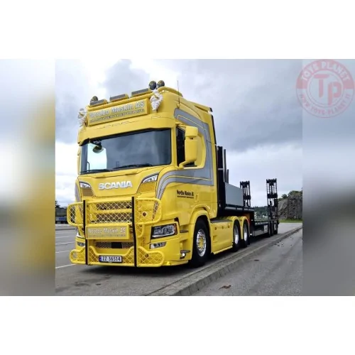 SCANIA R HIGHLINE CR20H 6X4 SEMI LOW LOADER WITH RAMPS - 4 AXLE Nordbø Maskin WSI 01-4875 WSI MODELS