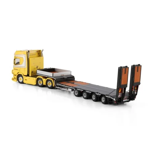 SCANIA R HIGHLINE CR20H 6X4 SEMI LOW LOADER WITH RAMPS - 4 AXLE Nordbø Maskin WSI 01-4875 WSI MODELS