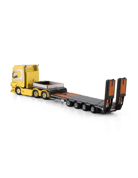 SCANIA R HIGHLINE CR20H 6X4 SEMI LOW LOADER WITH RAMPS - 4 AXLE Nordbø Maskin WSI 01-4875 WSI MODELS