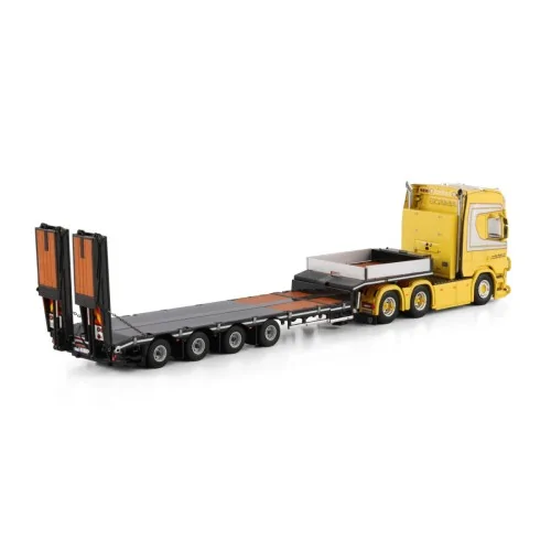 SCANIA R HIGHLINE CR20H 6X4 SEMI LOW LOADER WITH RAMPS - 4 AXLE Nordbø Maskin WSI 01-4875 WSI MODELS