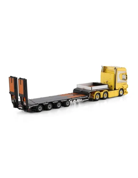 SCANIA R HIGHLINE CR20H 6X4 SEMI LOW LOADER WITH RAMPS - 4 AXLE Nordbø Maskin WSI 01-4875 WSI MODELS