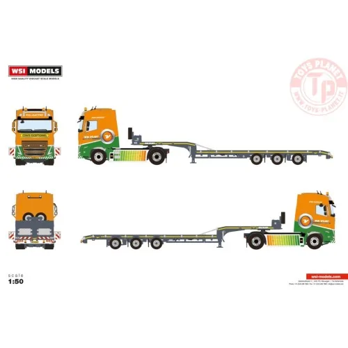 VOLVO FH5 GLOBETROTTER ELECTRIC 4X2 SEMI LOW LOADER - 3 AXLE Van Der Vlist Groot Ammers WSI 01-4995 WSI MODELS