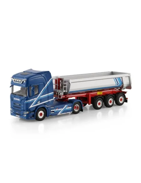 1/50 Augst SCANIA R HIGHLINE CR20H 4X2 HALF PIPE TIPPER TRAILER - 3 AXLE WSI 01-4820 WSI MODELS