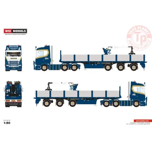SCANIA S NORMAL CS20N 6X2 TAG AXLE BRICK TRAILER - 3 AXLE Henri Bauman WSI 01-4720 WSI MODELS