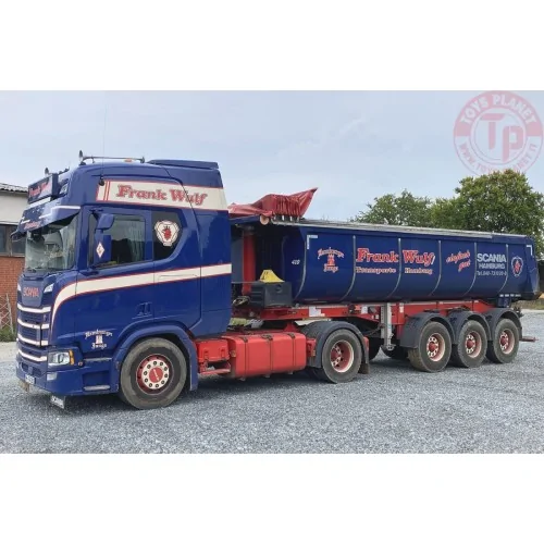SCANIA R HIGHLINE CR20H 4X2 HALF PIPE TIPPER TRAILER - 3 AXLE Frank Wulf WSI 01-4801 WSI MODELS