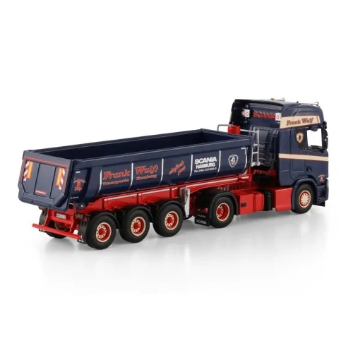 SCANIA R HIGHLINE CR20H 4X2 HALF PIPE TIPPER TRAILER - 3 AXLE Frank Wulf WSI 01-4801 WSI MODELS