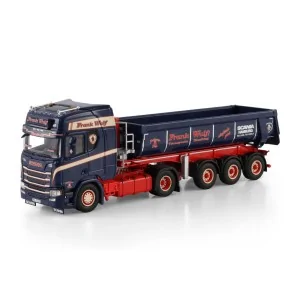 SCANIA R HIGHLINE CR20H 4X2 HALF PIPE TIPPER TRAILER - 3 AXLE Frank Wulf WSI 01-4801 WSI MODELS