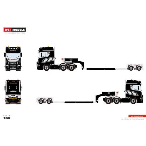 1/50 Beghetto SCANIA S HIGHLINE CS20H 6X2 TWIN STEER EURO PX LOW LOADER - 2 AXLE WSI 01-5291 WSI MODELS