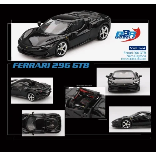 1:64 FERRARI 296 GTB NERO DAYTONA 2024 BBRFER64003 BBR MODELS 1:64