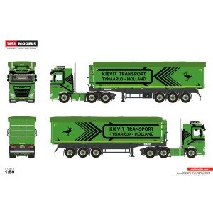 1/50 Kievit Transport B.V. DAF XF SPACE CAB MY2017 6X2 TWIN STEER TIPPER VOLUME TRAILER - 3 AXLE WSI 01-5092 WSI MODELS