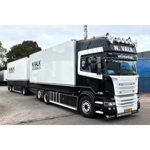 1/50 Nick Val SCANIA STREAMLINE TOPLINE RIGED REEFER TRUCK RIGED REEFER DRAWBAR TURNTABLE TRAILER - 6 AXLE WSI 01-5190 WSI MO...