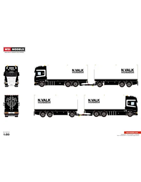 1/50 Nick Val SCANIA STREAMLINE TOPLINE RIGED REEFER TRUCK RIGED REEFER DRAWBAR TURNTABLE TRAILER - 6 AXLE WSI 01-5190 WSI MO...