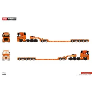 1:50 Martle VOLVO FH5 GLOBETROTTER XL 8X4 LOW LOADER WITH DOLLY 2 AXLE - 5 AXLE WSI 01-5052 WSI MODELS