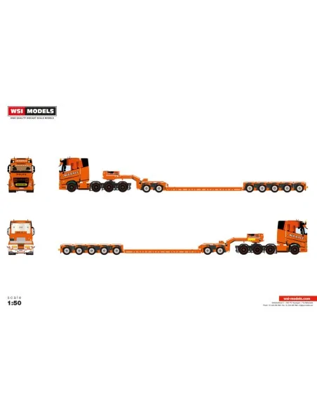 1:50 Martle VOLVO FH5 GLOBETROTTER XL 8X4 LOW LOADER WITH DOLLY 2 AXLE - 5 AXLE WSI 01-5052 WSI MODELS