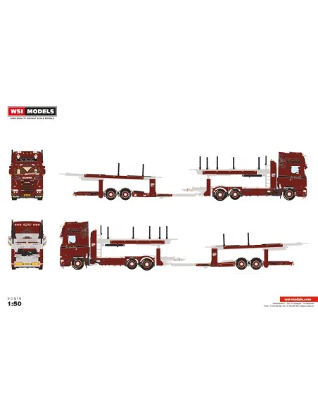 1/50 Per Henriksen SCANIA STREAMLINE TOPLINE 6X2 MIDLIFT AXLE CAR TRANSPORTER - 5 AXLE WSI 01-5116 WSI MODELS
