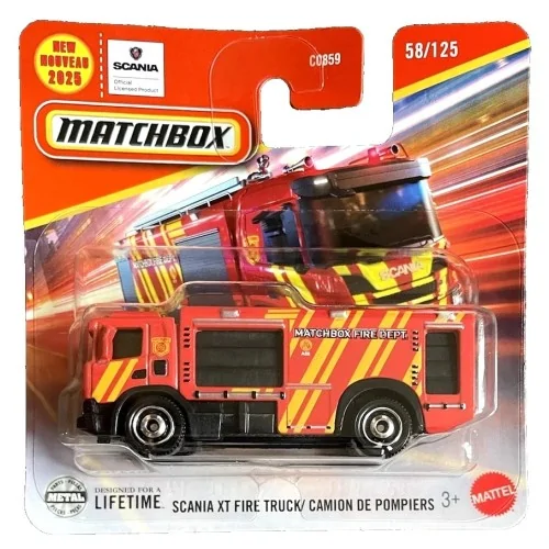 1/64 Scania XT Fire Truck camion vigili del fuoco MATCHBOX JBR15 MATCHBOX