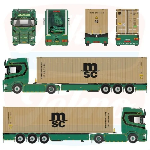 1/50 Scania NGS 4x2 con semirimorchio porta container 3 assi Contlift TEKNO 90482 TEKNO