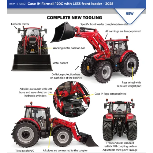 1/32 Case ih farmall 120c con caricatore l635 2025 UH6822 UNIVERSAL HOBBIES