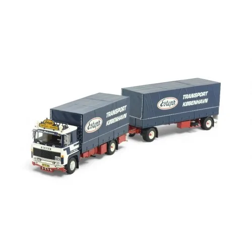 1/50 Kim Johansen Scania 140 rigid truck with 2-axle curtain-sided trailer TEKNO 87002 TEKNO