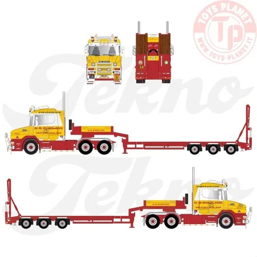 Scania 4-serie Torpedo met 3-assige semi dieplader Overland TEKNO 85268 TEKNO
