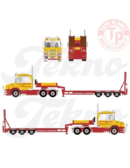 Scania 4-serie Torpedo met 3-assige semi dieplader Overland TEKNO 85268 TEKNO Scania 4-serie Torpedo met 3-assige semi dieplader Overland TEKNO 85268 TEKNO