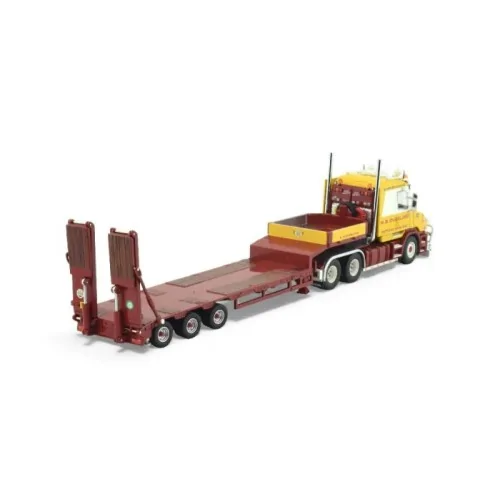 Scania 4-serie Torpedo met 3-assige semi dieplader Overland TEKNO 85268 TEKNO