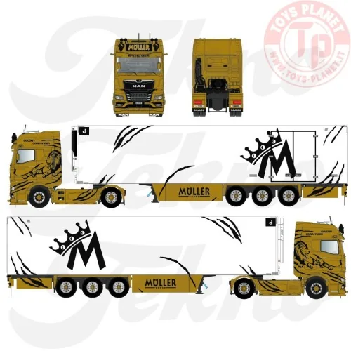 Man TGX GX 4x2 con rimorchio frigorifero a 3 assi Muller - Golden Commander TEKNO 87945 TEKNO