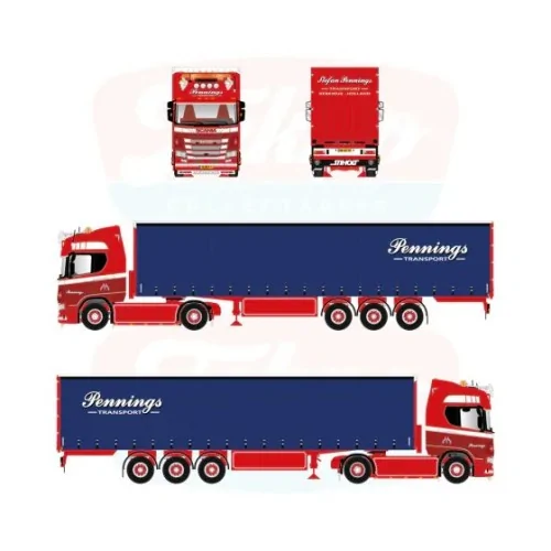 1/50 Pennings Transport Scania NGR Highline 4x2 trekker met 3-assige schuifzeilenoplegger TEKNO 90046 TEKNO