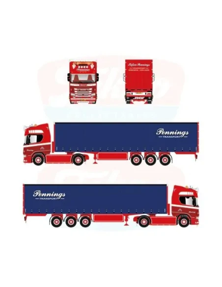 1/50 Pennings Transport Scania NGR Highline 4x2 trekker met 3-assige schuifzeilenoplegger TEKNO 90046 TEKNO