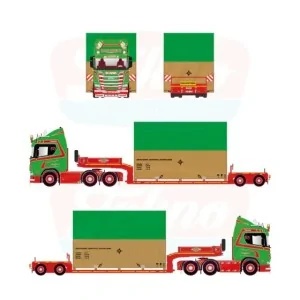 1/50 Jan Mues Scania NGR 6x2 met 2-assige dieplader en houten kist TEKNO 88134 TEKNO
