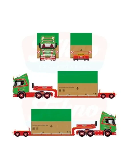 1/50 Jan Mues Scania NGR 6x2 met 2-assige dieplader en houten kist TEKNO 88134 TEKNO