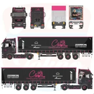 1/50 Christina Scheib MAN TGX GX met 3-assige schuifzeilen oplegger TEKNO 88835 TEKNO