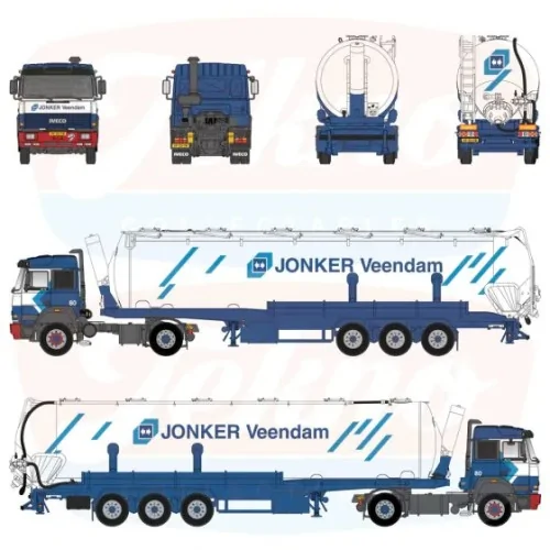 1/50 Jonker Veendam Iveco Turbostar 4x2 met 3 assige Silo oplegger TEKNO 87001 TEKNO