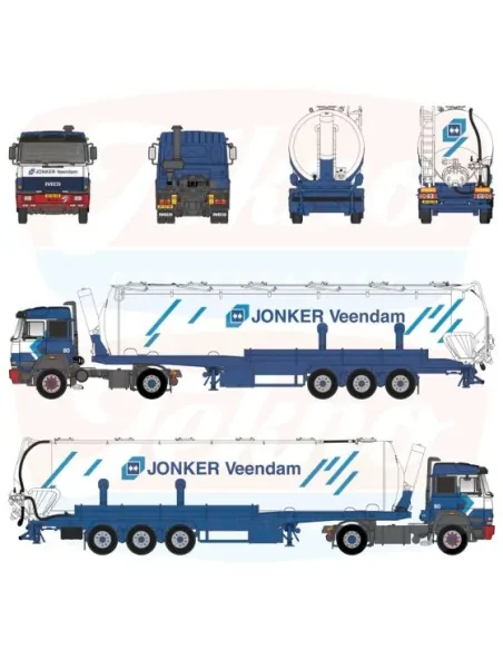 1/50 Jonker Veendam Iveco Turbostar 4x2 met 3 assige Silo oplegger TEKNO 87001 TEKNO