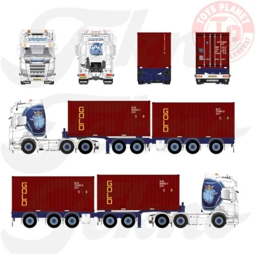 Scania NGR-530 5axle flexitrailer 2x20ft container Sneepels TEKNO 88978 TEKNO