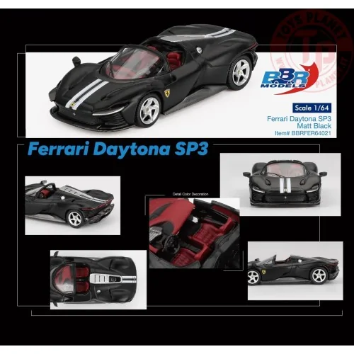 1:64 FERRARI DAYTONA SP3 MATT BLACK 2024 BBRFER64021 BBR MODELS 1:64