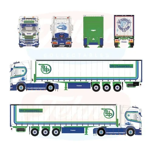 1/50 HP Transped Scania NGR Highline 4x2 con semirimorchio centinato TEKNO 90484 TEKNO