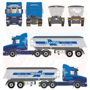 1/50 Transkal Scania 4-serie torpedo con semirimorchio ribaltabile TEKNO 89258 TEKNO