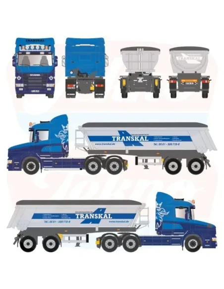 1/50 Transkal Scania 4-serie torpedo con semirimorchio ribaltabile TEKNO 89258 TEKNO