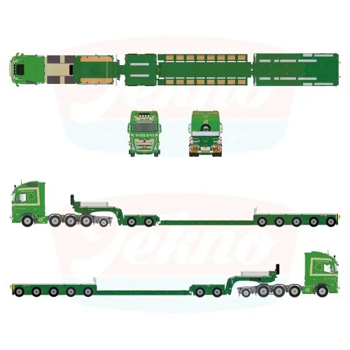 1/50 Lars Svith Volvo FH05 Globetrotter XL 8x4 con pianale ribassato Broshuis 2+5 assi TEKNO 89969 TEKNO