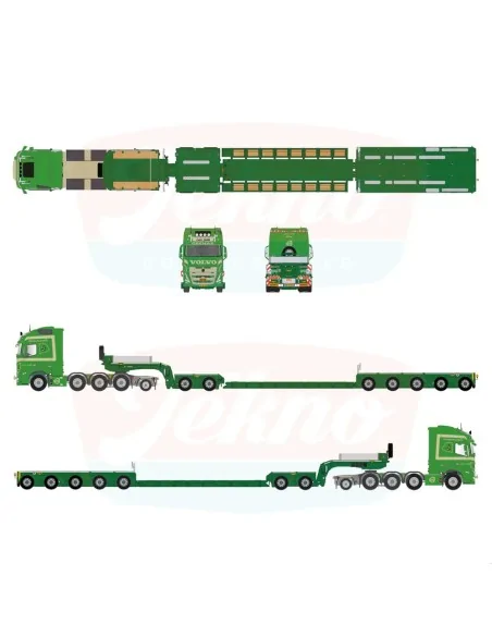1/50 Lars Svith Volvo FH05 Globetrotter XL 8x4 con pianale ribassato Broshuis 2+5 assi TEKNO 89969 TEKNO