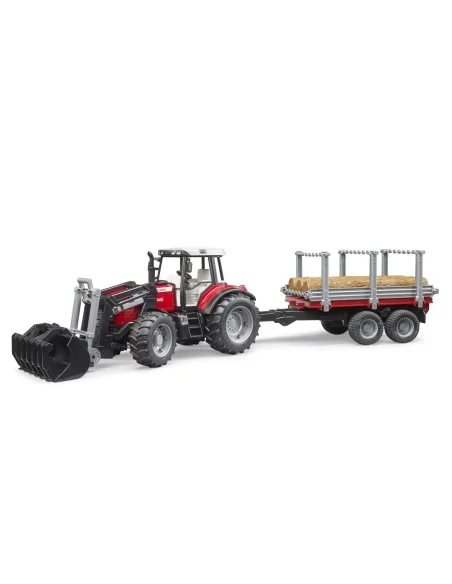 Massey Ferguson 7480 con caricatore e rimorchio legname BRUDER 02046 BRUDER
