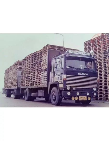 Scania 111 4x2 Rigid Truck with Flatbed Trailer Plokker Pallets 1:50 TEKNO 89223 TEKNO Scania 111 4x2 Rigid Truck with Flatbed Trailer Plokker Pallets 1:50 TEKNO 89223 TEKNO