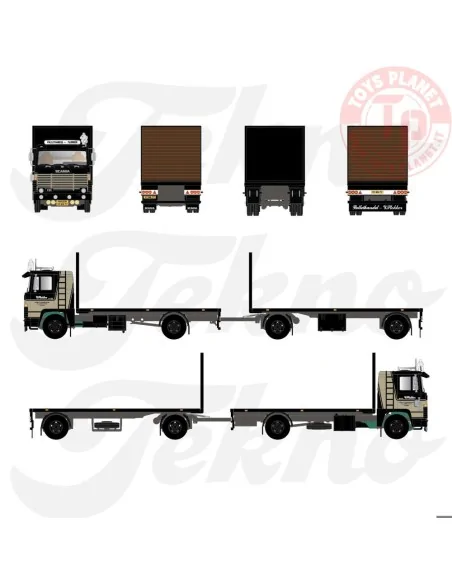 Scania 111 4x2 Rigid Truck with Flatbed Trailer Plokker Pallets 1:50 TEKNO 89223 TEKNO Scania 111 4x2 Rigid Truck with Flatbed Trailer Plokker Pallets 1:50 TEKNO 89223 TEKNO