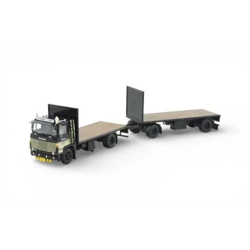Scania 111 4x2 Rigid Truck with Flatbed Trailer Plokker Pallets 1:50 TEKNO 89223 TEKNO