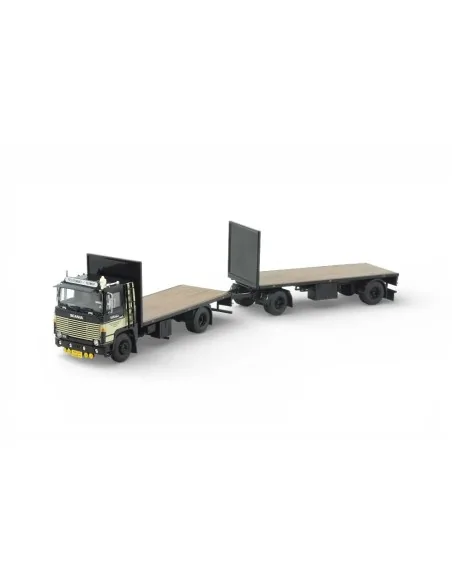 Scania 111 4x2 Rigid Truck with Flatbed Trailer Plokker Pallets 1:50 TEKNO 89223 TEKNO